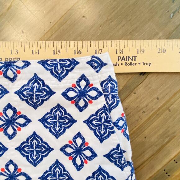 Vineyard Vines Shorts Womens 6 Blue White Linen Cotton Tile Print Drawstring - Picture 5 of 5